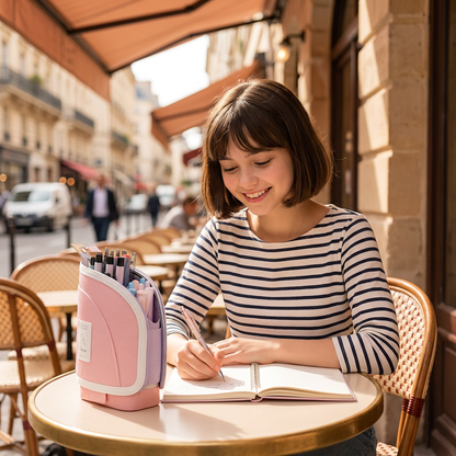 Trousse pop-up 2 en 1 avec porte-stylos – organisateur de bureau gain de place