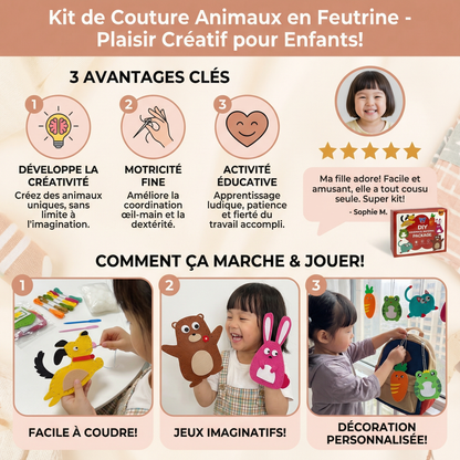 Ensemble d’animaux en feutrine à coudre soi-même