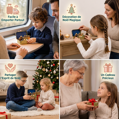 Mini Crèche de Noël en Boîte – Set de Figurines de Noël Peintes à la Main