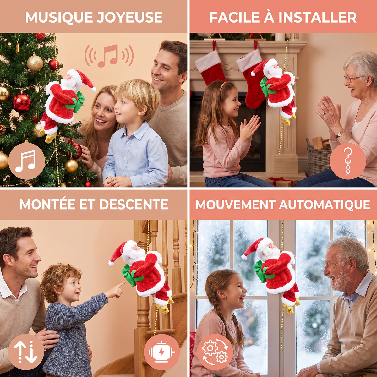 Jouet Père Noël Grimpant