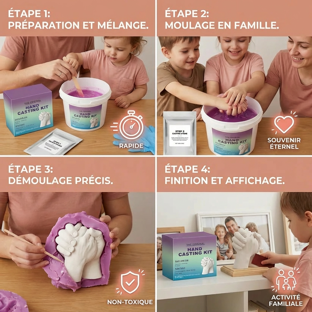 Kit d’Empreintes de Mains pour Familles et Couples – Kit Souvenir 3D en Plâtre