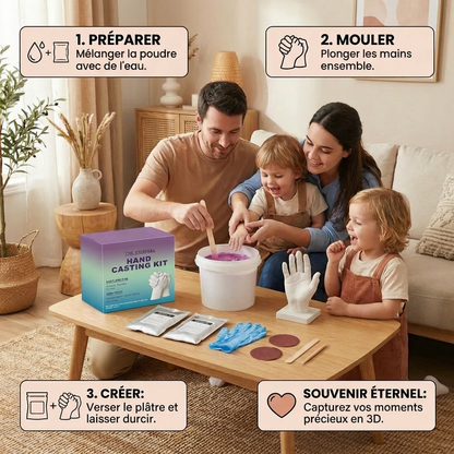 Kit d’Empreintes de Mains pour Familles et Couples – Kit Souvenir 3D en Plâtre