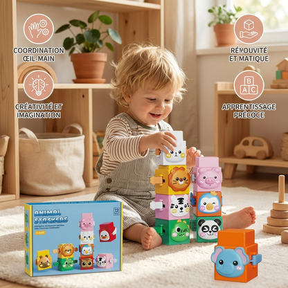 Jeu de Construction Montessori Pédagogique avec Animaux à Empiler