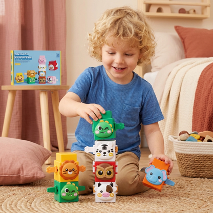Jeu de Construction Montessori Pédagogique avec Animaux à Empiler