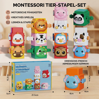 Jeu de Construction Montessori Pédagogique avec Animaux à Empiler