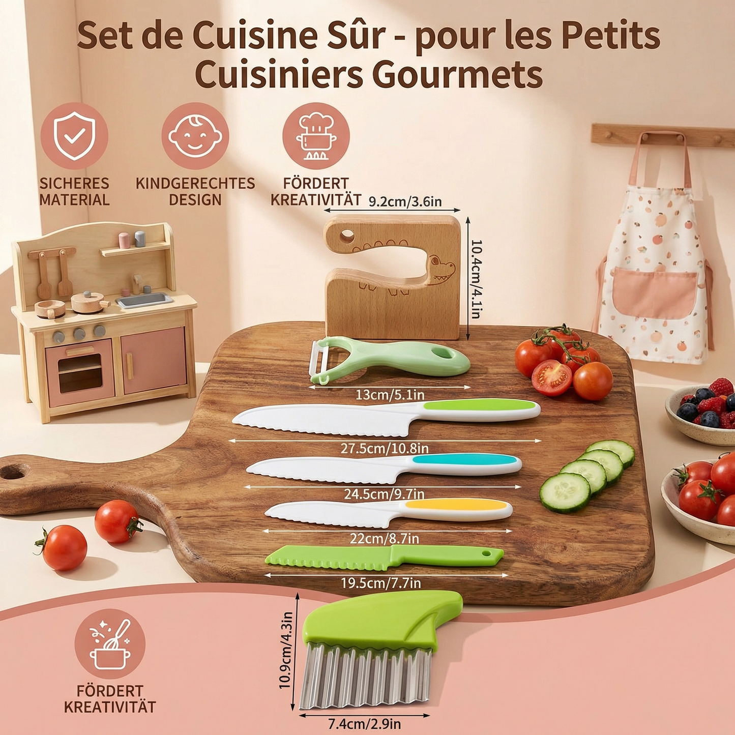 Set de Cuisine Sûr - pour les Petits Cuisiniers Gourmets