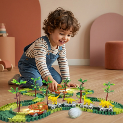 Aventure de dinosaures – Circuit flexible avec train lumineux