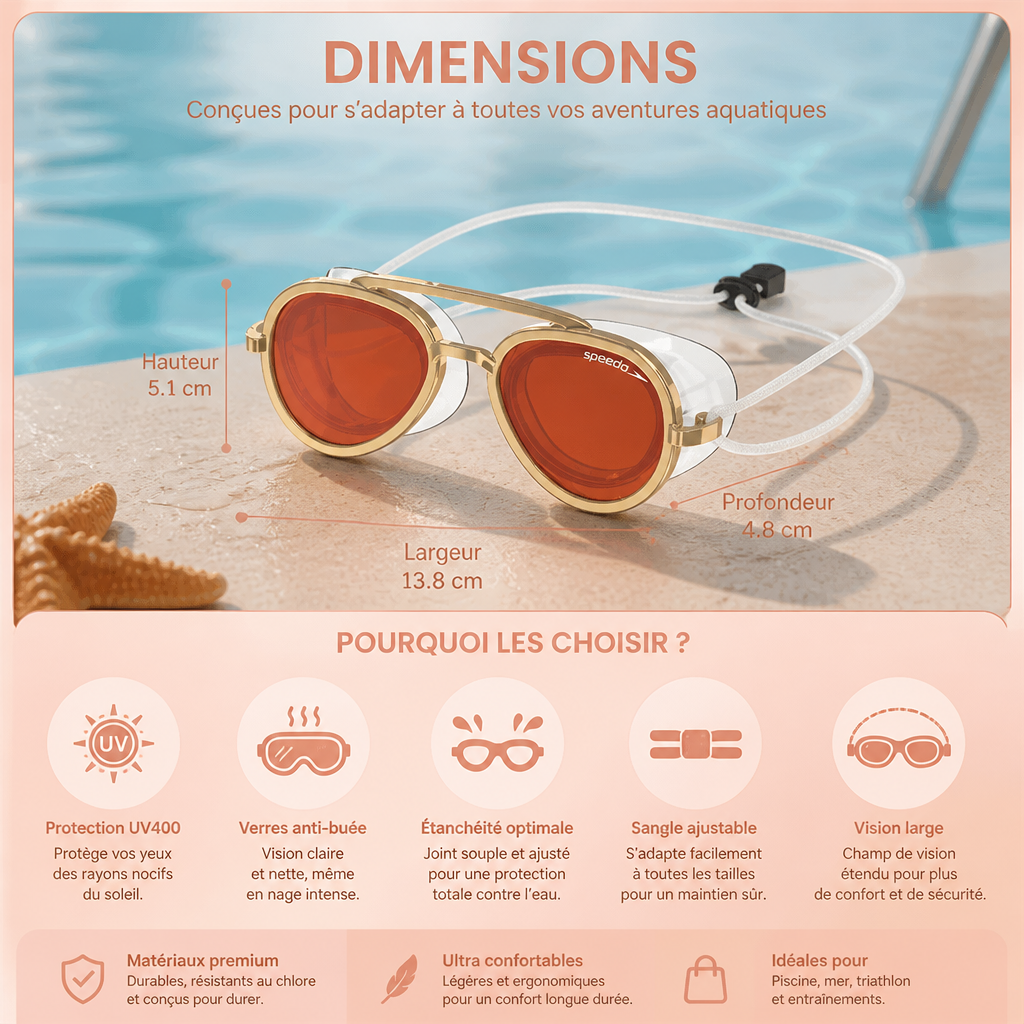 Pro Aviator Lunettes de Natation – Protection UV400, Anti-Buée et Ajustement Complet