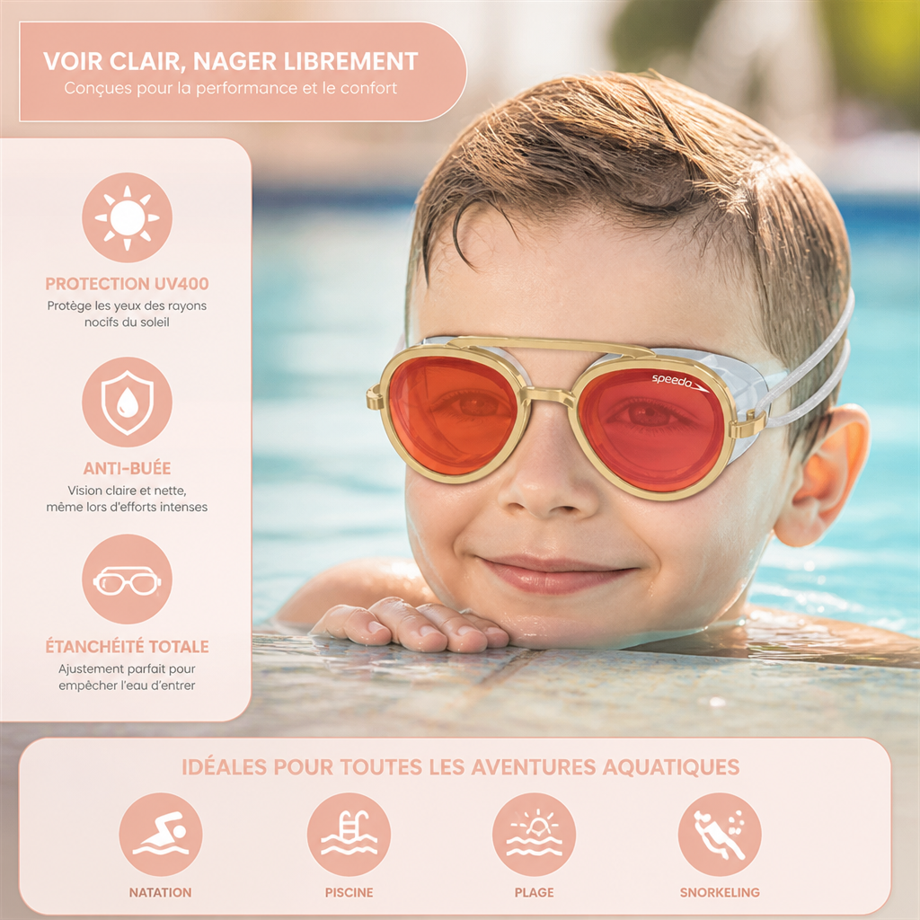 Pro Aviator Lunettes de Natation – Protection UV400, Anti-Buée et Ajustement Complet