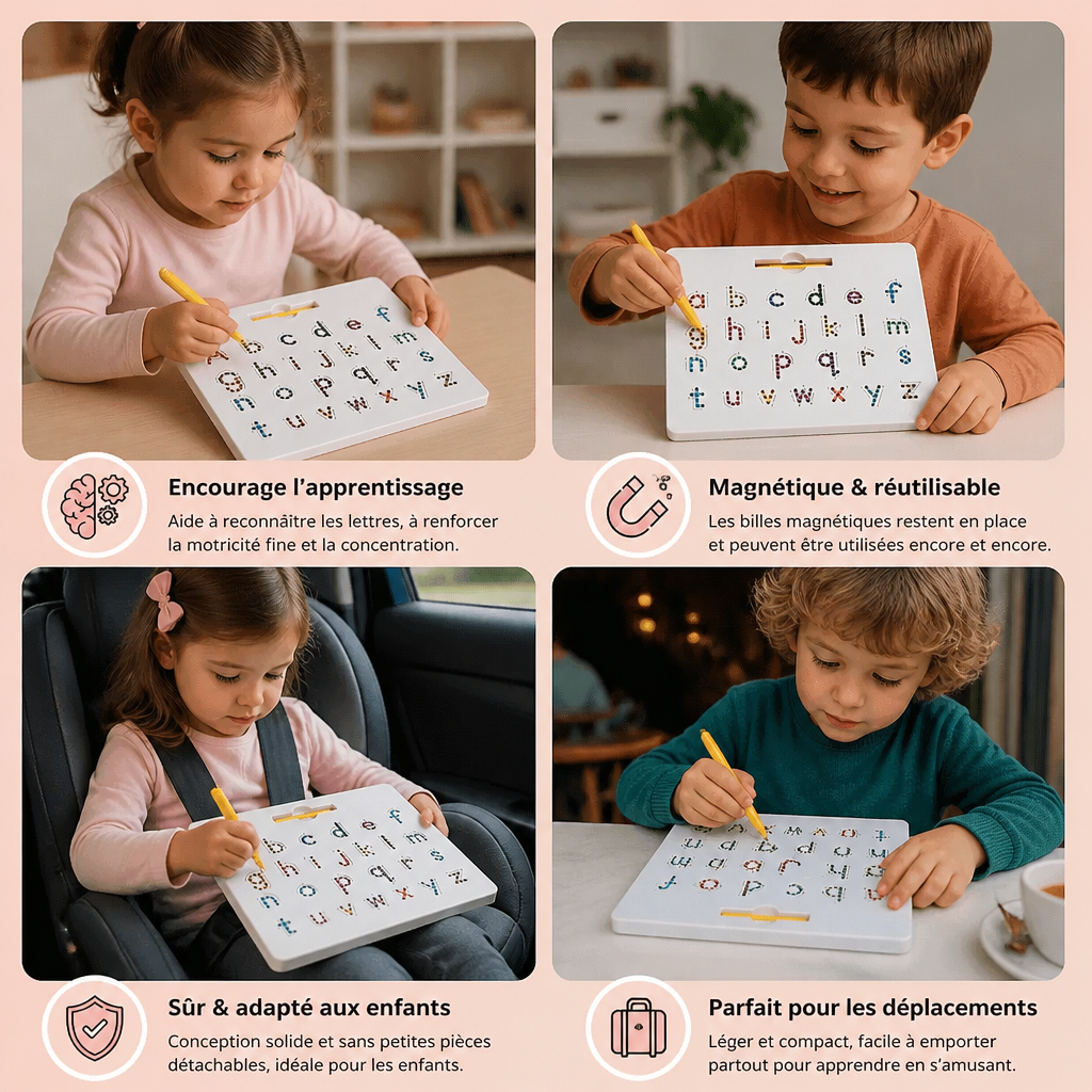 Tableau Éducatif d'Écriture à Billes Magnétiques