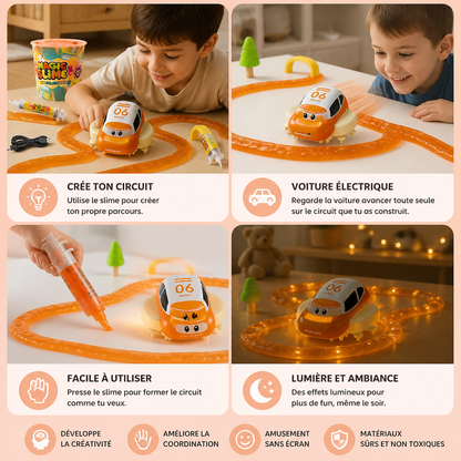 Set Piste de Course Slime Magique – Aventure DIY avec Voiture Électrique
