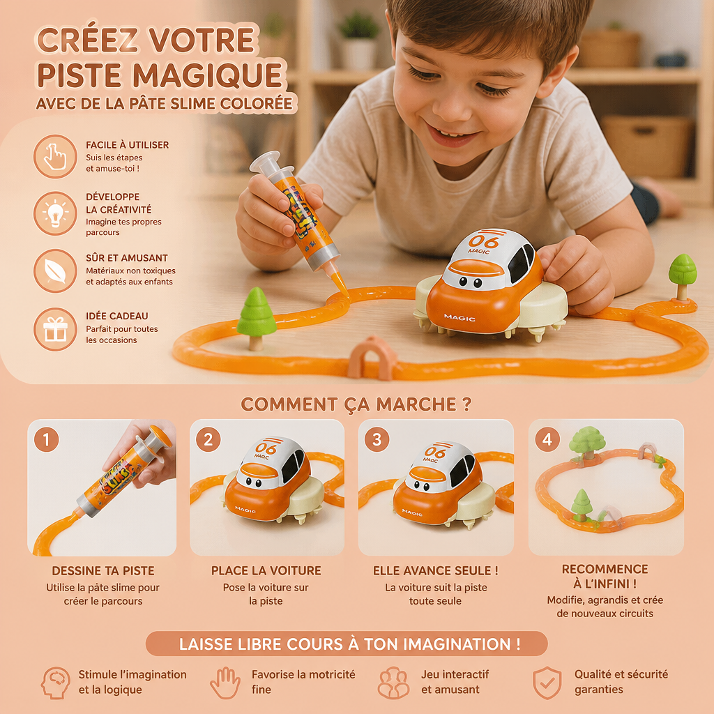 Set Piste de Course Slime Magique – Aventure DIY avec Voiture Électrique
