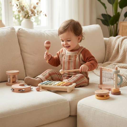 Ensemble musical sensoriel en bois pour bébé – jouet musical et sonore 6 pièces