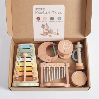 Ensemble musical sensoriel en bois pour bébé – jouet musical et sonore 6 pièces