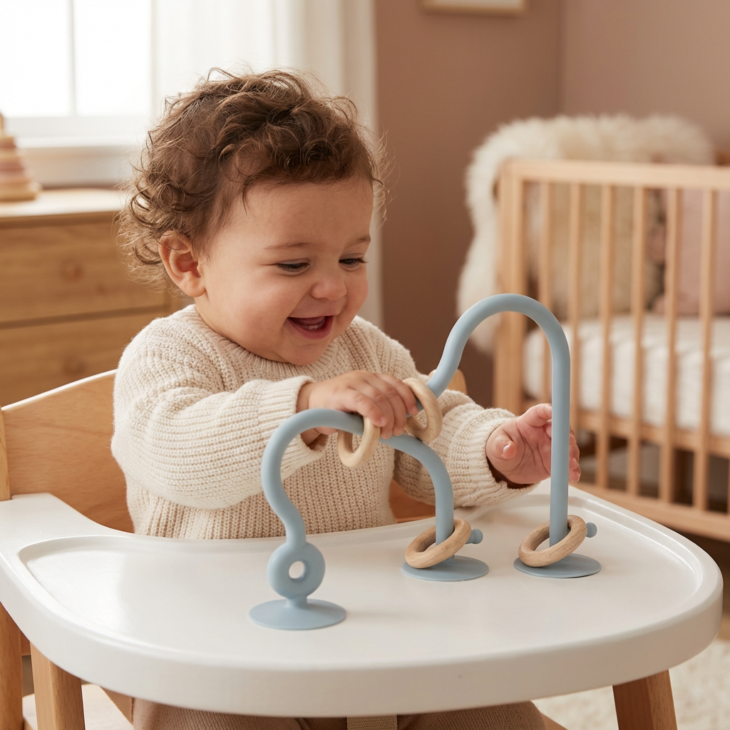 Jouet sensoriel en silicone pour bébé – jeu éducatif à ventouse pour table et chaise haute