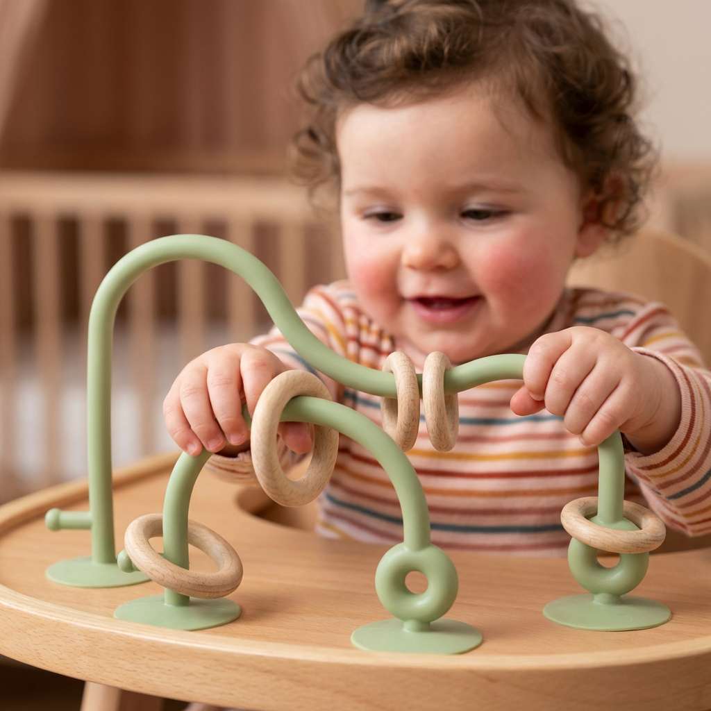 Jouet sensoriel en silicone pour bébé – jeu éducatif à ventouse pour table et chaise haute