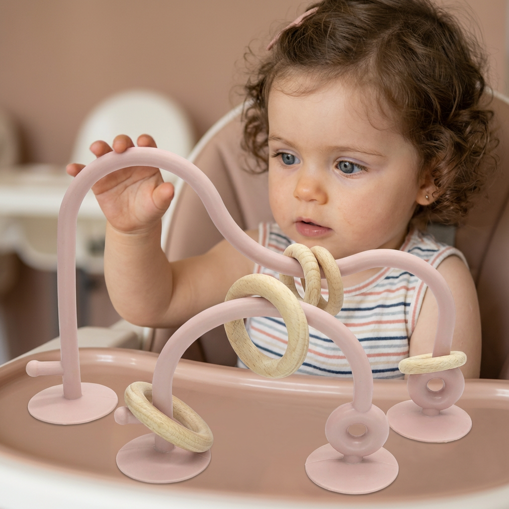 Jouet sensoriel en silicone pour bébé – jeu éducatif à ventouse pour table et chaise haute