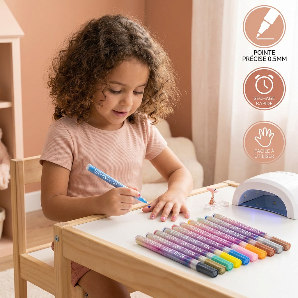 Set de marqueurs Nail Art à pointe de précision – stylos acryliques pour des designs d’ongles fins