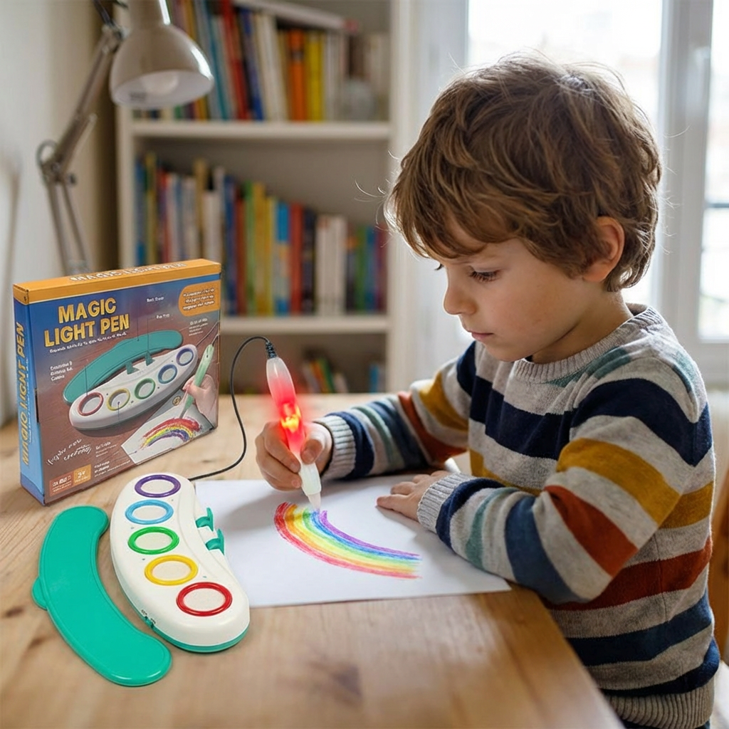 Magic Light Drawing Pen for Kids – Stylo Magique Lumineux Créatif avec Musique et Effets Lumineux