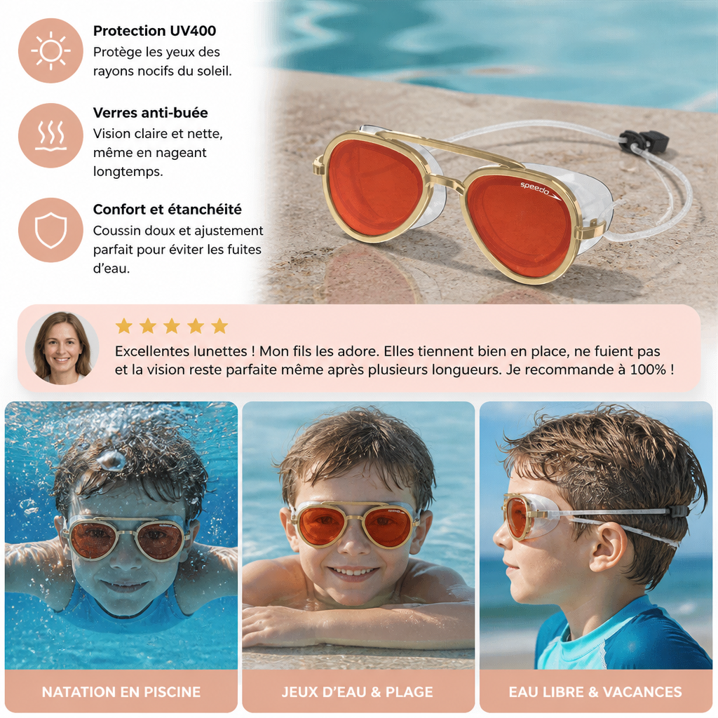 Pro Aviator Lunettes de Natation – Protection UV400, Anti-Buée et Ajustement Complet