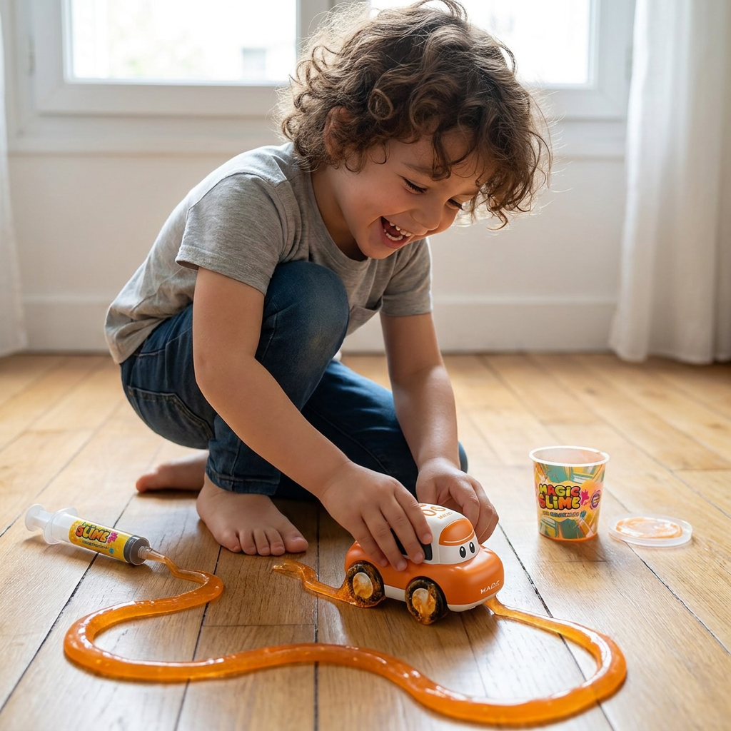 Set Piste de Course Slime Magique – Aventure DIY avec Voiture Électrique