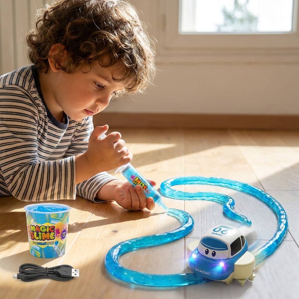 Set Piste de Course Slime Magique – Aventure DIY avec Voiture Électrique