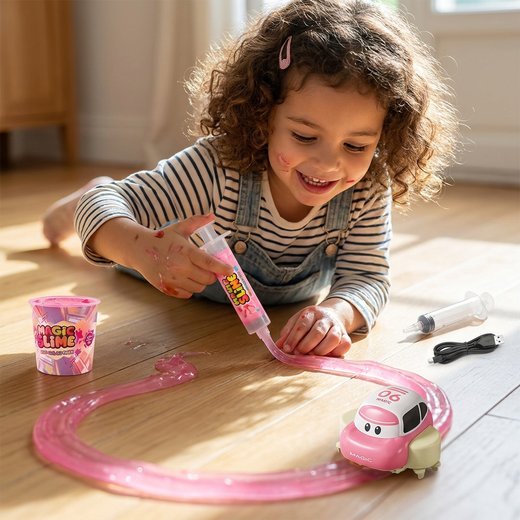 Set Piste de Course Slime Magique – Aventure DIY avec Voiture Électrique