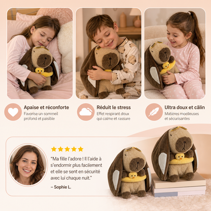 Peluche Capybara Respirant – Compagnon de Sommeil Doux et Câlin