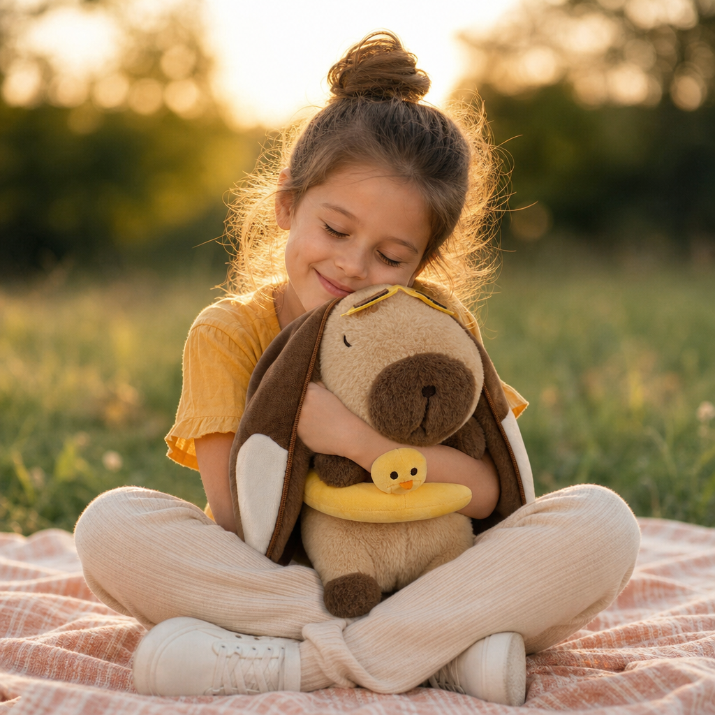 Peluche Capybara Respirant – Compagnon de Sommeil Doux et Câlin