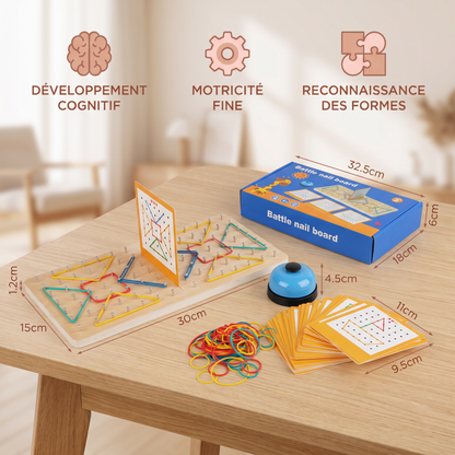 Jeu de Géométrie Montessori en Bois avec Élastiques Colorés
