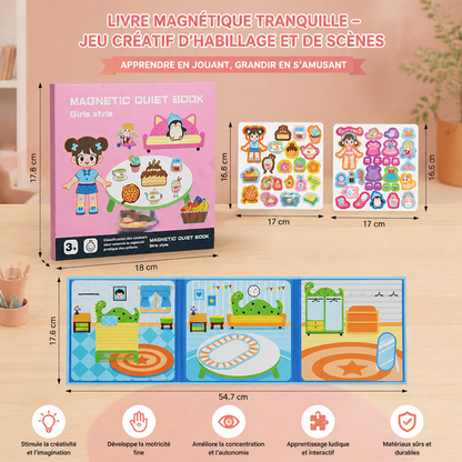 Livre Magnétique Montessori Silencieux – Jeu Créatif d’Habillage et de Mise en Scène