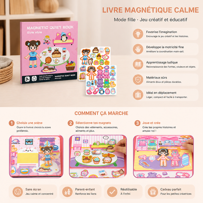 Livre Magnétique Montessori Silencieux – Jeu Créatif d’Habillage et de Mise en Scène