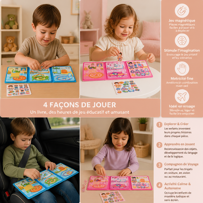 Livre Magnétique Montessori Silencieux – Jeu Créatif d’Habillage et de Mise en Scène