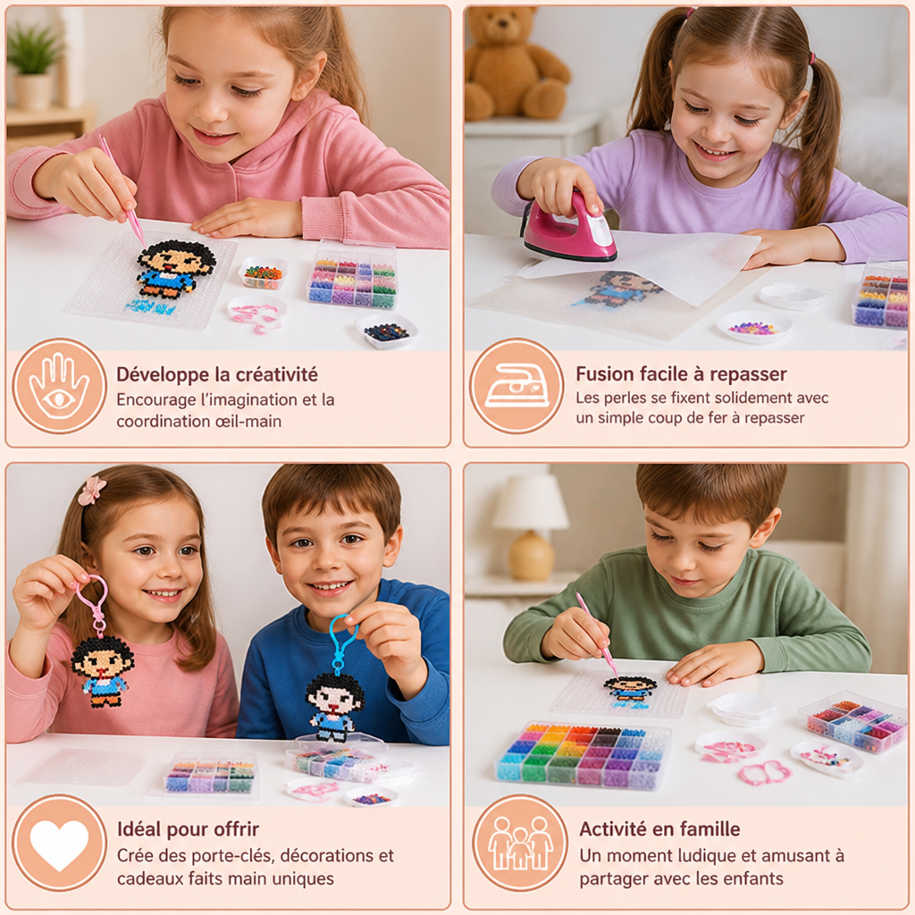 Set Premium de Perles à Repasser avec Outils de Loisirs Créatifs – Kit DIY d’Art et de Création