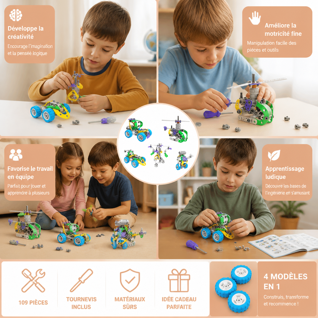 Kit de construction STEM de 109 pièces avec tournevis