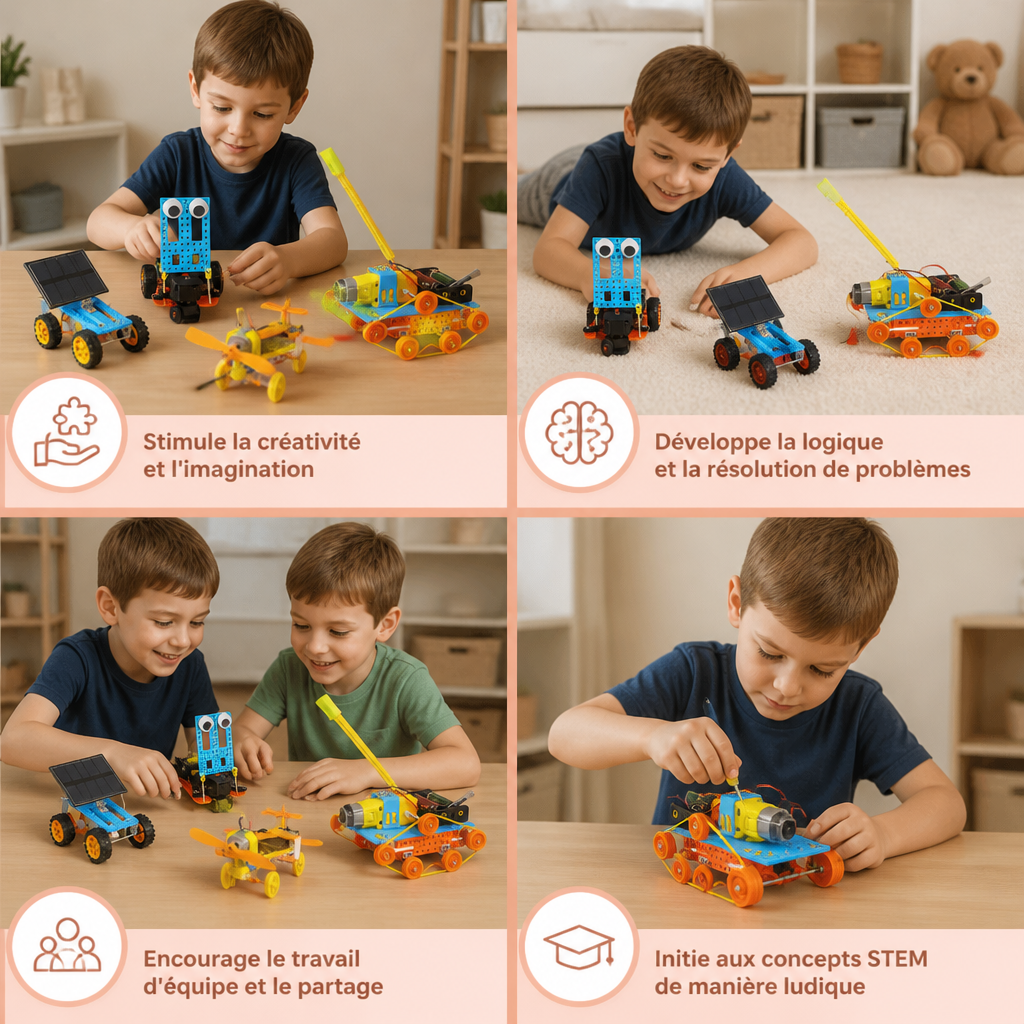 Kit de construction de véhicules STEM DIY 5-en-1 pour enfants
