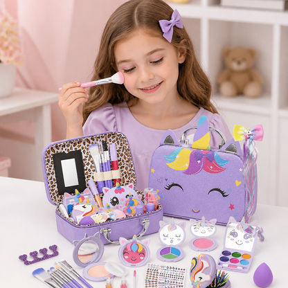 Coffret de maquillage de princesse écologique et facile à démaquiller pour enfants avec trousse de beauté