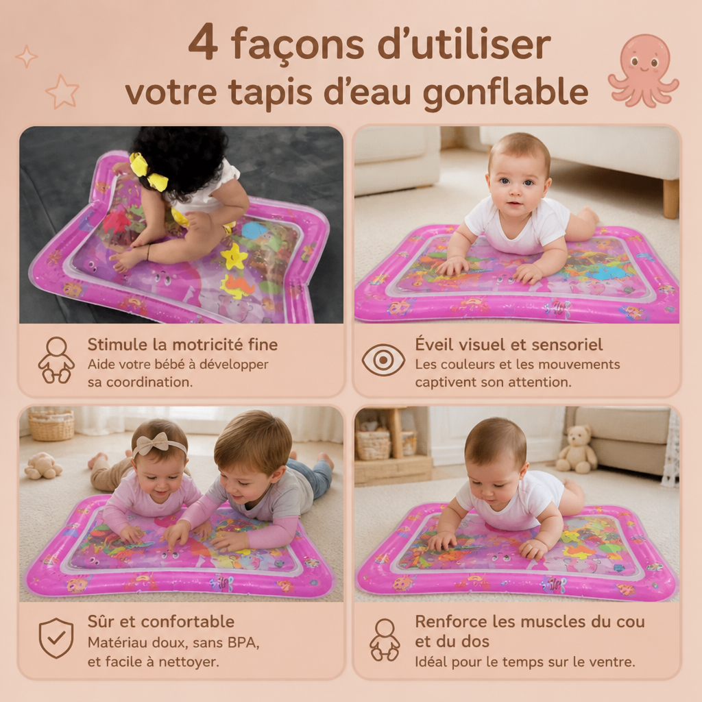 Tapis d’eau gonflable pour le temps sur le ventre