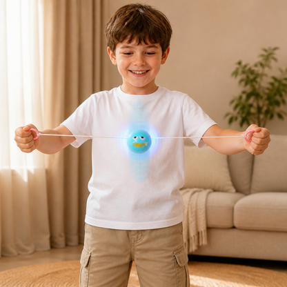 Balle toupie lumineuse et sifflante avec cordon de traction pour enfants