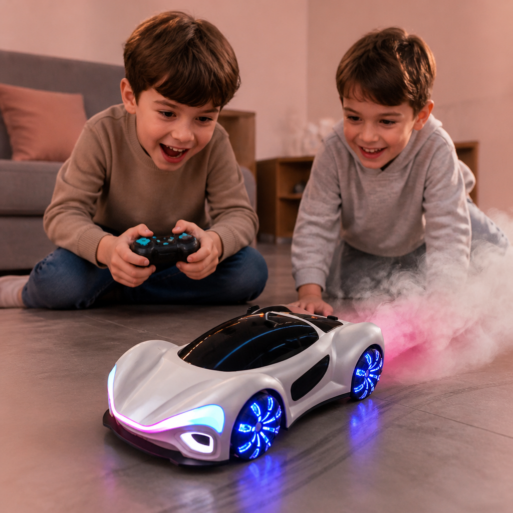 Voiture RC Lumineuse de Drift avec Effet de Brumisation et Station de Recharge