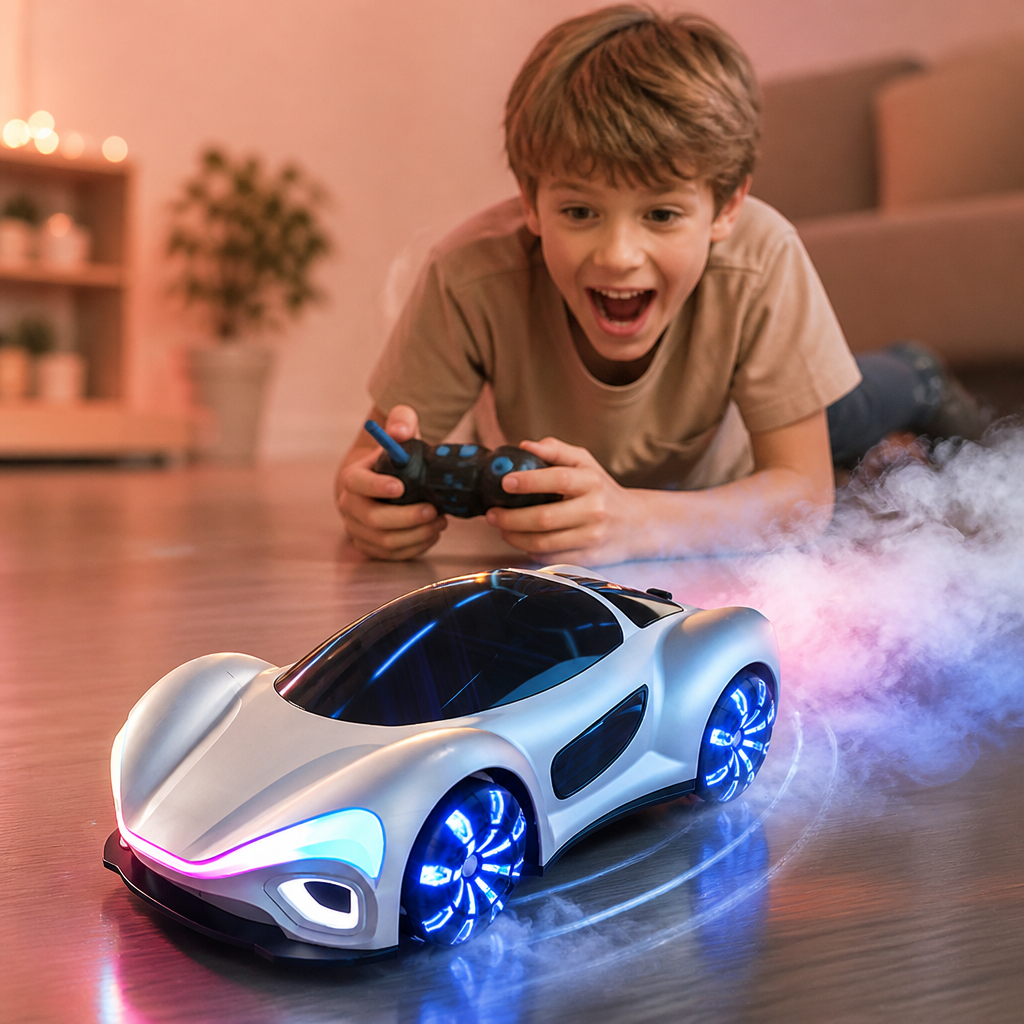 Voiture RC Lumineuse de Drift avec Effet de Brumisation et Station de Recharge