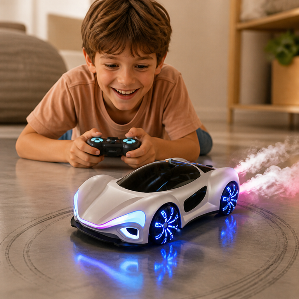 Voiture RC Lumineuse de Drift avec Effet de Brumisation et Station de Recharge