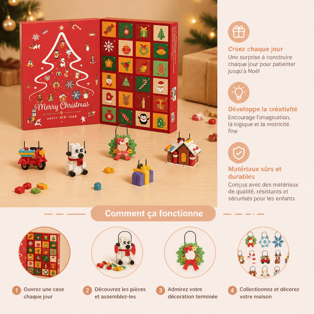 Calendrier De L'Avent Avec Blocs Pour Décorations De Noël