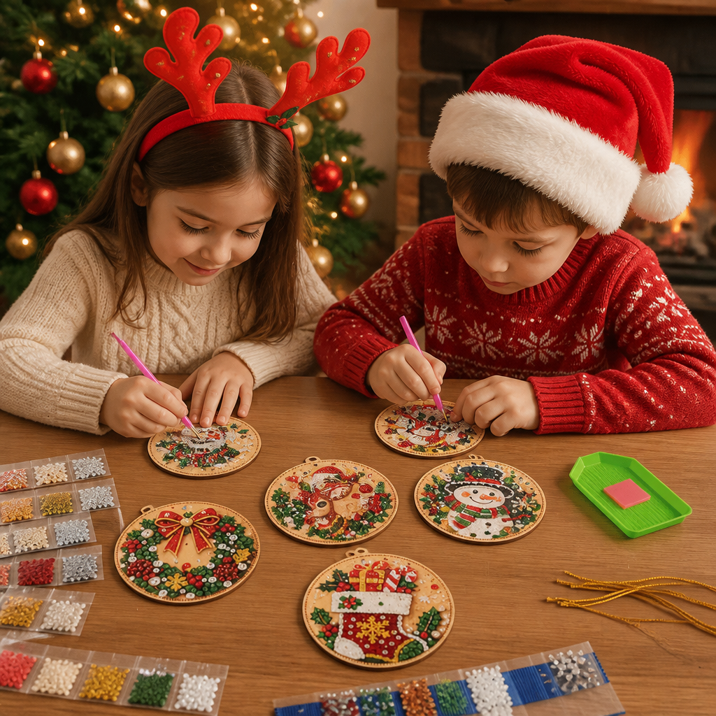 Kit DIY de Suspensions de Noël en Diamond Painting – Décorations Festives pour Sapin de Noël