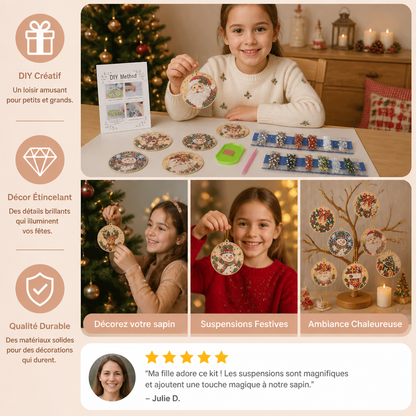 Kit DIY de Suspensions de Noël en Diamond Painting – Décorations Festives pour Sapin de Noël