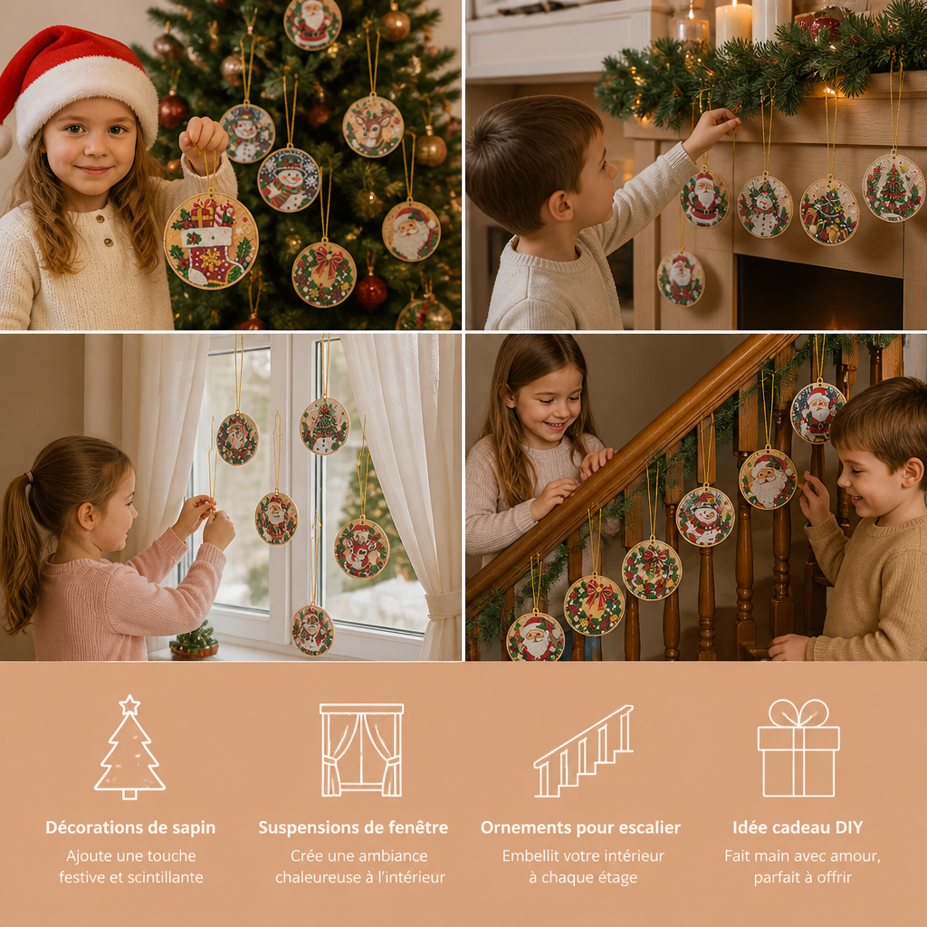 Kit DIY de Suspensions de Noël en Diamond Painting – Décorations Festives pour Sapin de Noël
