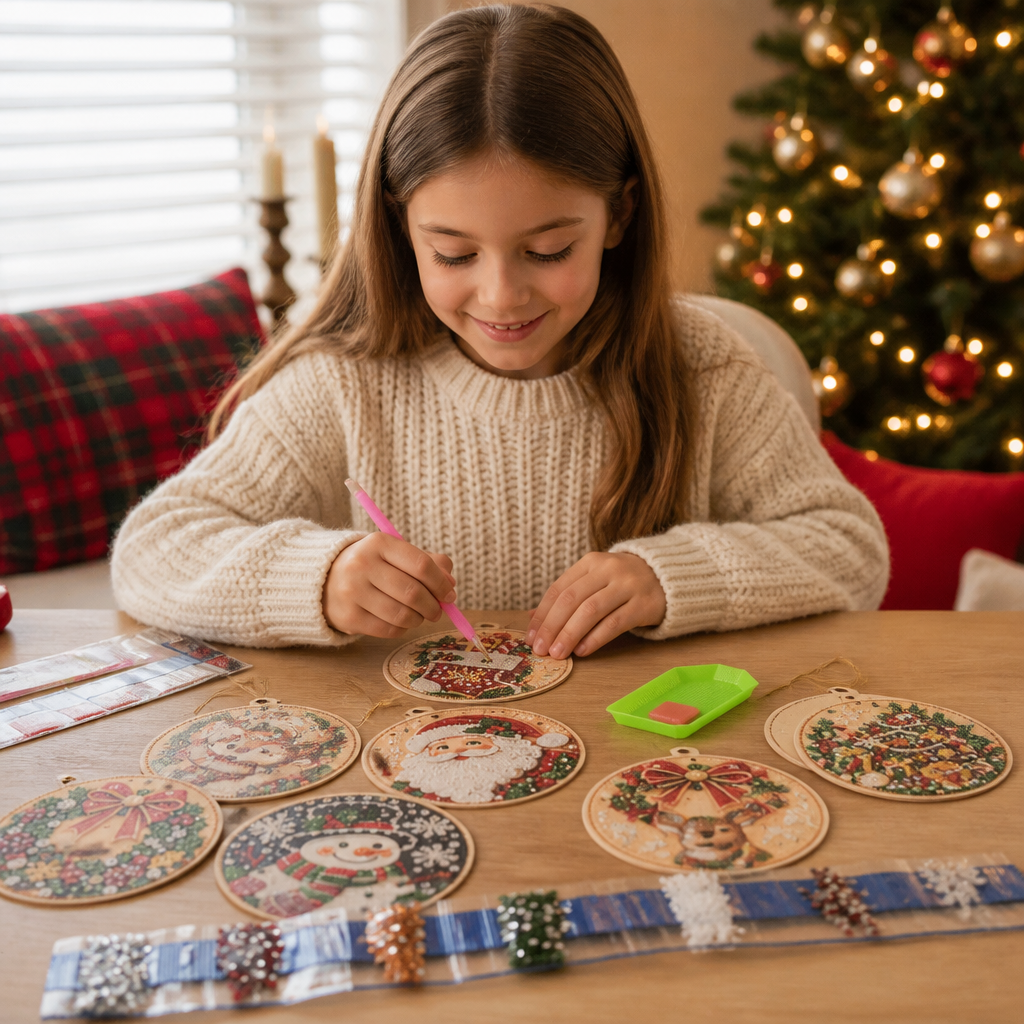 Kit DIY de Suspensions de Noël en Diamond Painting – Décorations Festives pour Sapin de Noël