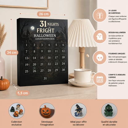 Calendrier de compte à rebours d’Halloween avec des mini-figurines surprises effrayantes et des pendentifs