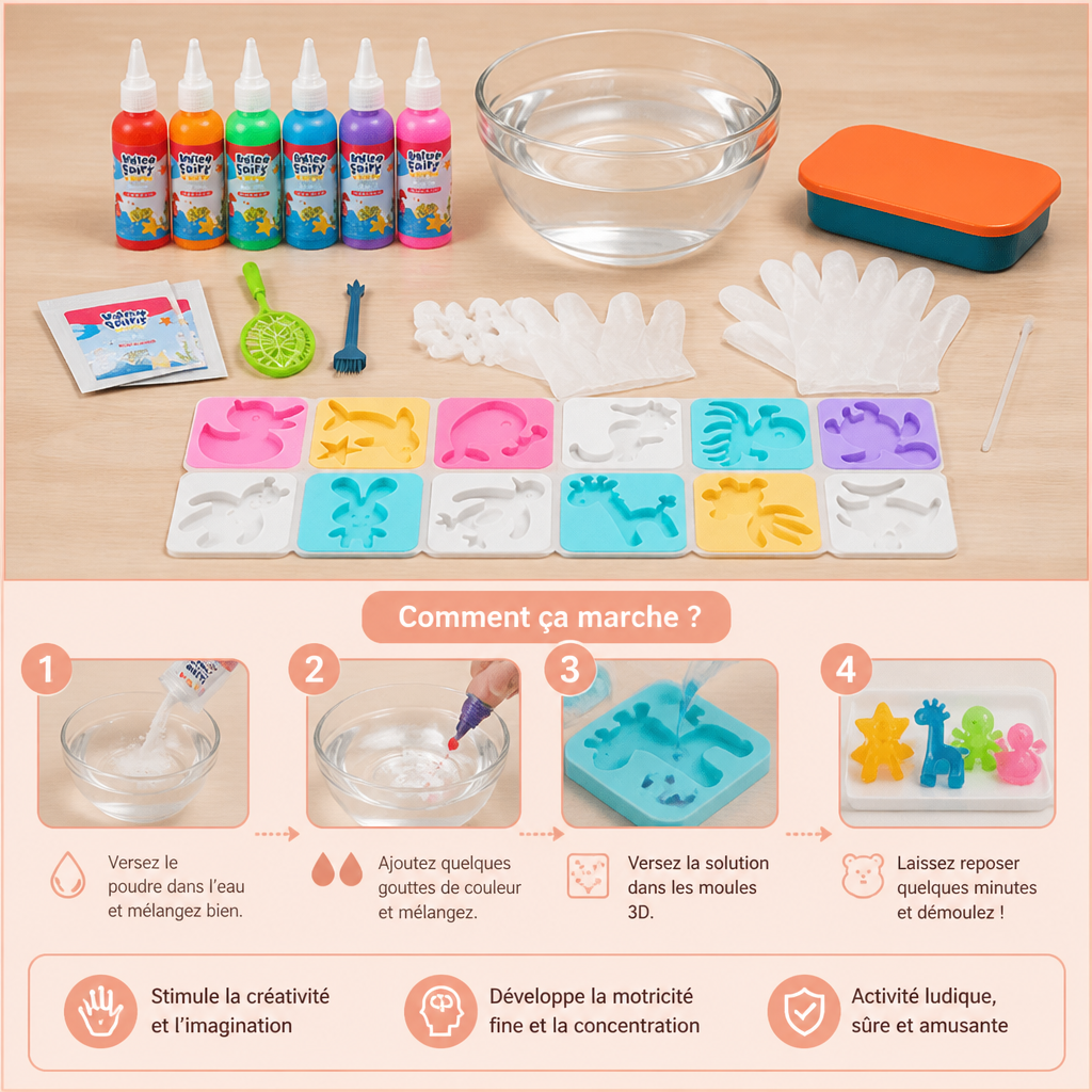Kit DIY de gelée d’eau avec gels et moules