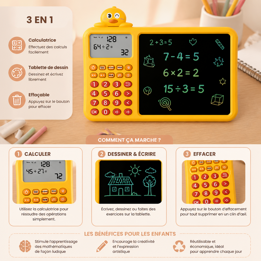 Kit d’Apprentissage Interactif de Mathématiques, de Dessin et d’Effacement pour Enfants